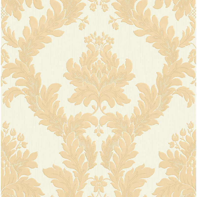 Rouleau de papier peint embossé L 33 pi x l 21 po Ornamenta Classic, Beige pâle / doré