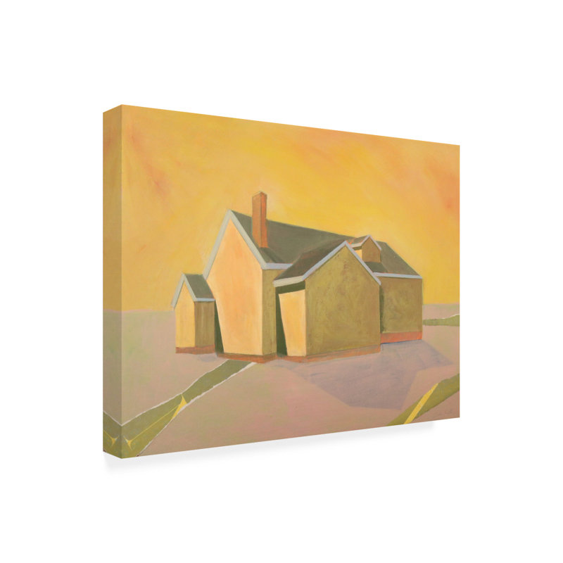 Art sur toile, maison jaune bolologien, H 14 po x l 19 po