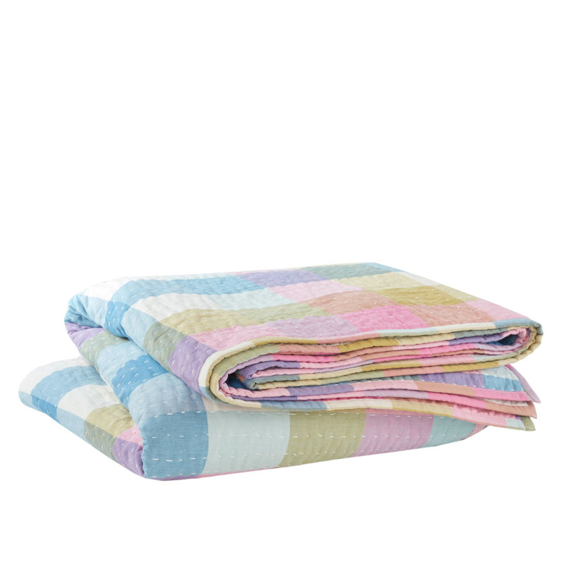 Charlette Plaid Modern & Contemporary Cotton Yarn Dyed Plaid Coverlet, King Coverlet