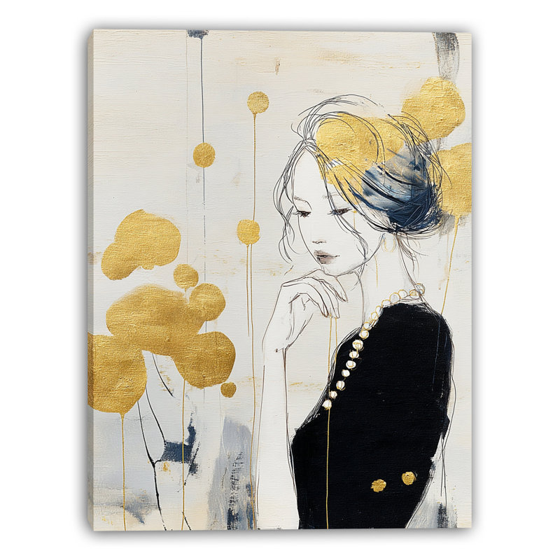 Art mural sur toile tendue Golden Petal Muse, L 16 po x H 24 po x P 1,5 po
