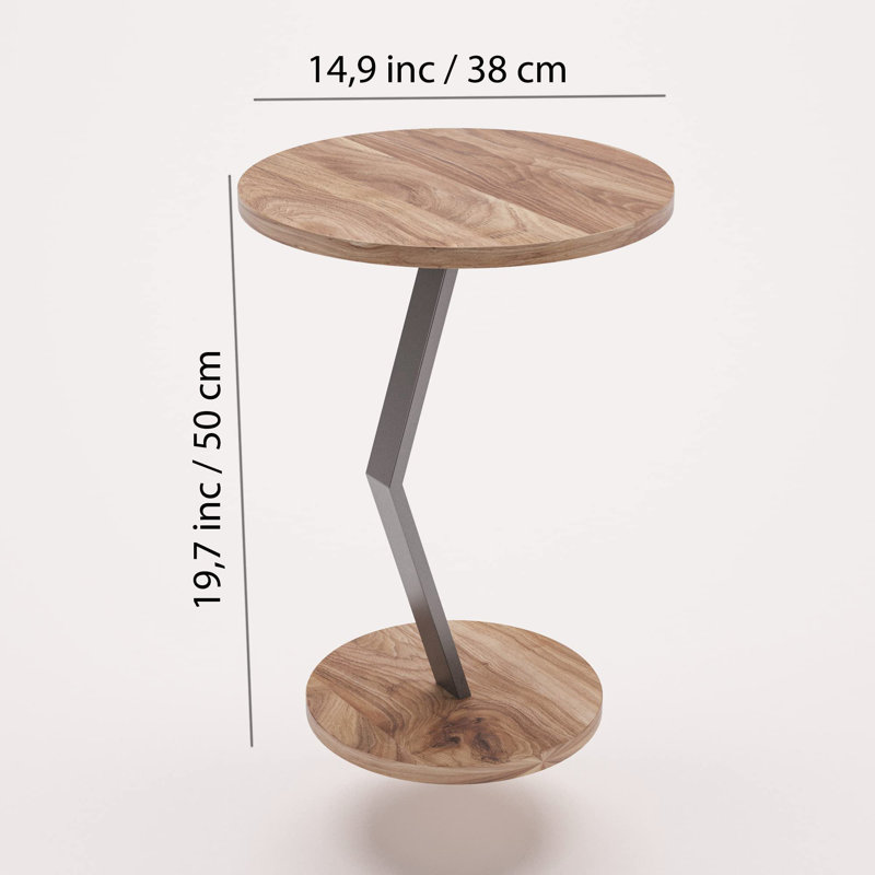Table de bout en C, Noyer, gris