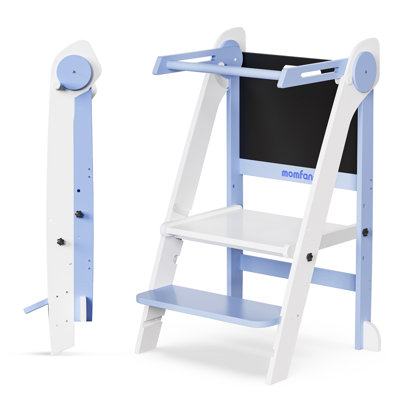 Tour d'appoint pliable et réglable pour tout-petits avec tableau noir, 3 niveaux de hauteur, tour d'apprentissage pour enfants de 18 mois à 6 ans