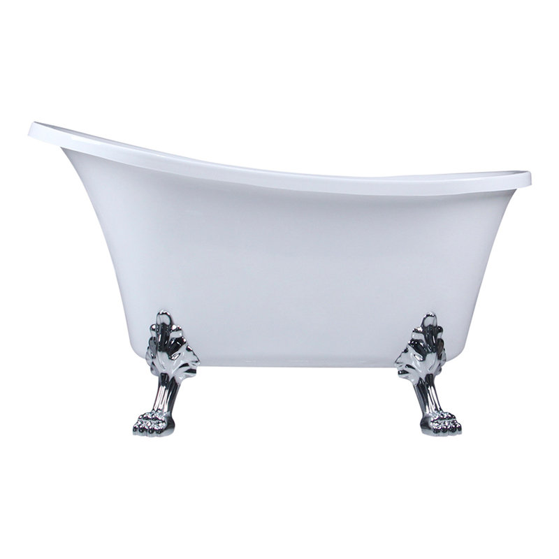 51'' x 28'' Freestanding Soaking Acrylic Bathtub, Polished Chrome
