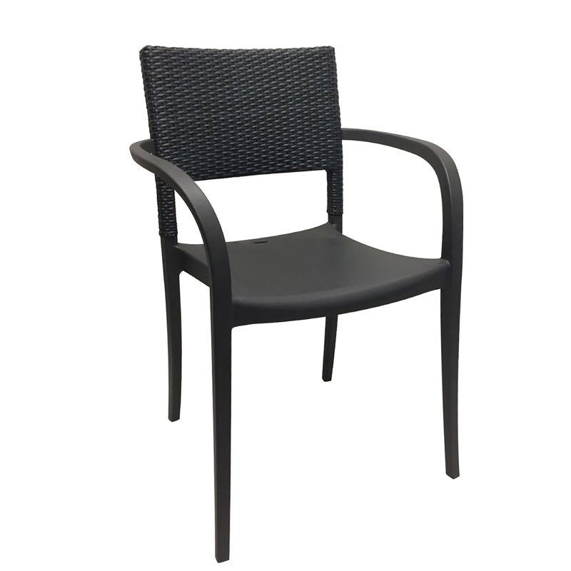 Chaise de salle à manger d'extérieur empilable, Gris anthracite, 16