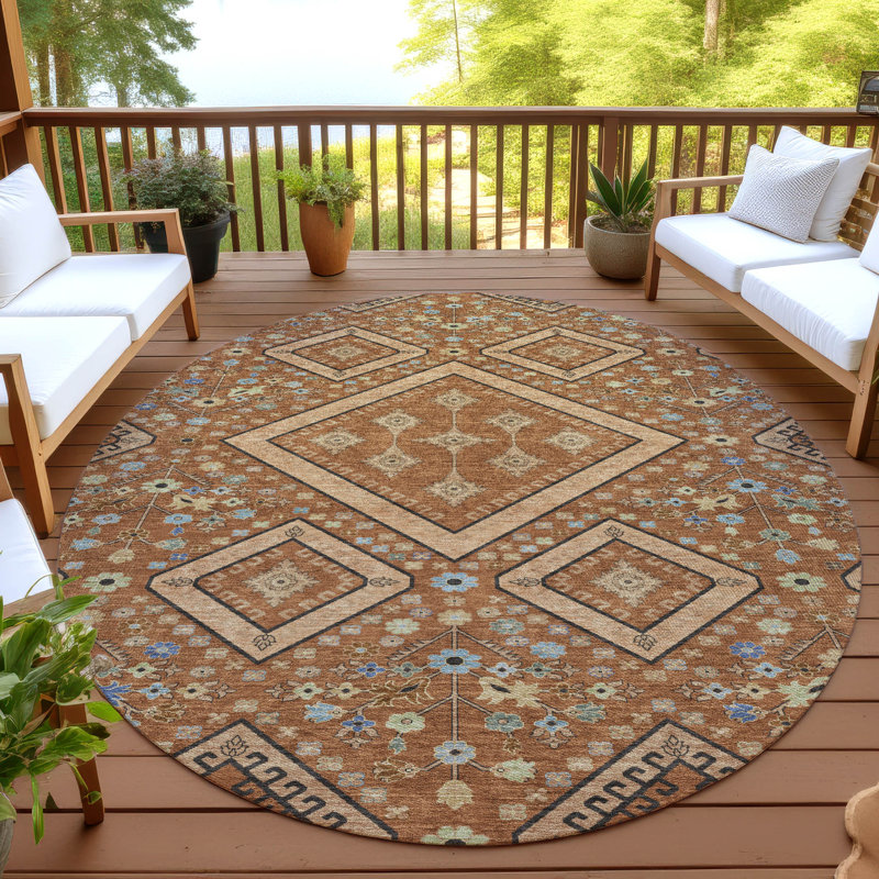 Tapis d'intérieur / extérieur lavable à la machine Chantille ACN2459, Paprika, Rond 8 pi