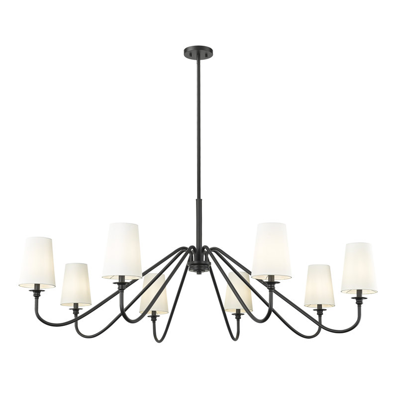 Lustre à 8 lumières Sujal, Noir mat