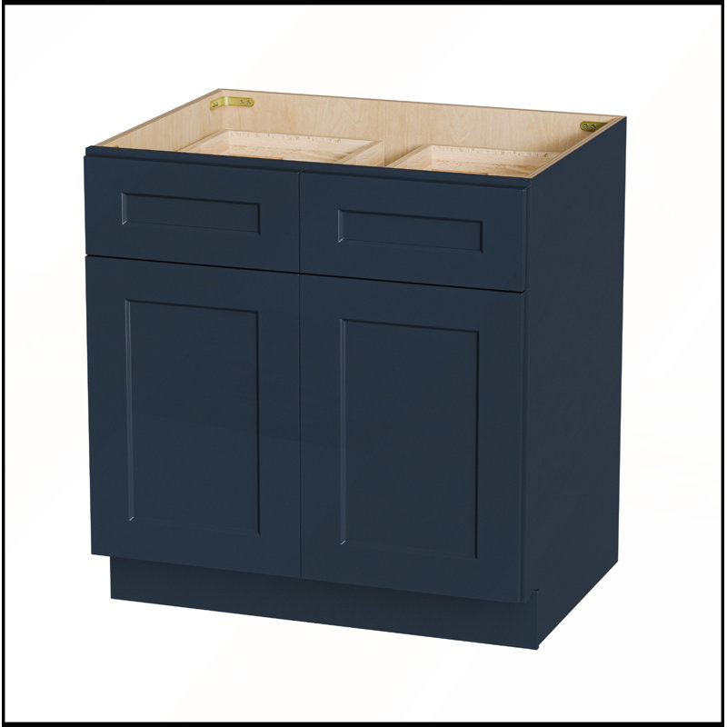 Armoire de base 33 po en bois massif avec charnières à fermeture en douceur, tablette réglable et contreplaqué CARB P2 pour un rangement polyvalent (sans évier)