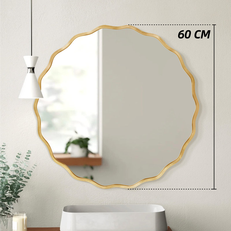 Aluminium Round Mirror, 60 cm H x 60 cm W, Gold