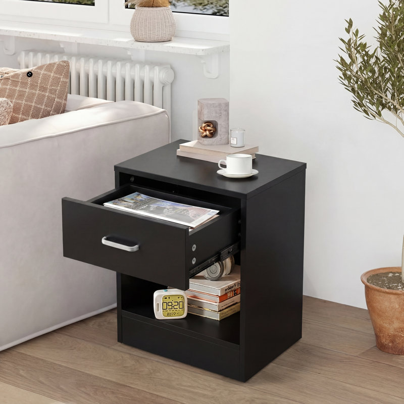15.8" Wide Night Stand(Set of 2), Black