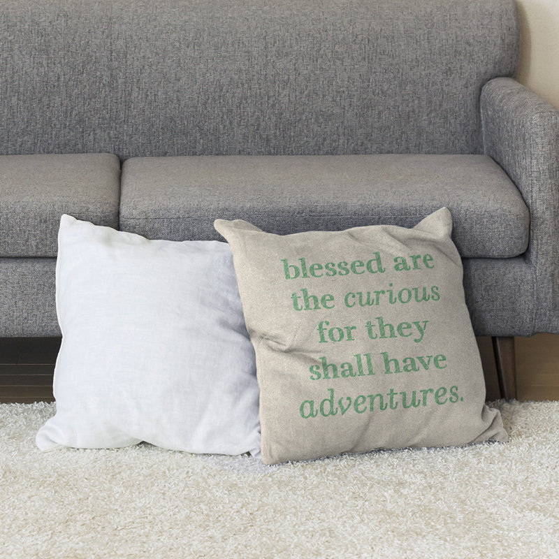 Coussin de sol curiosité inspirant, H 28 po x l 28 po, Blanc / Vert