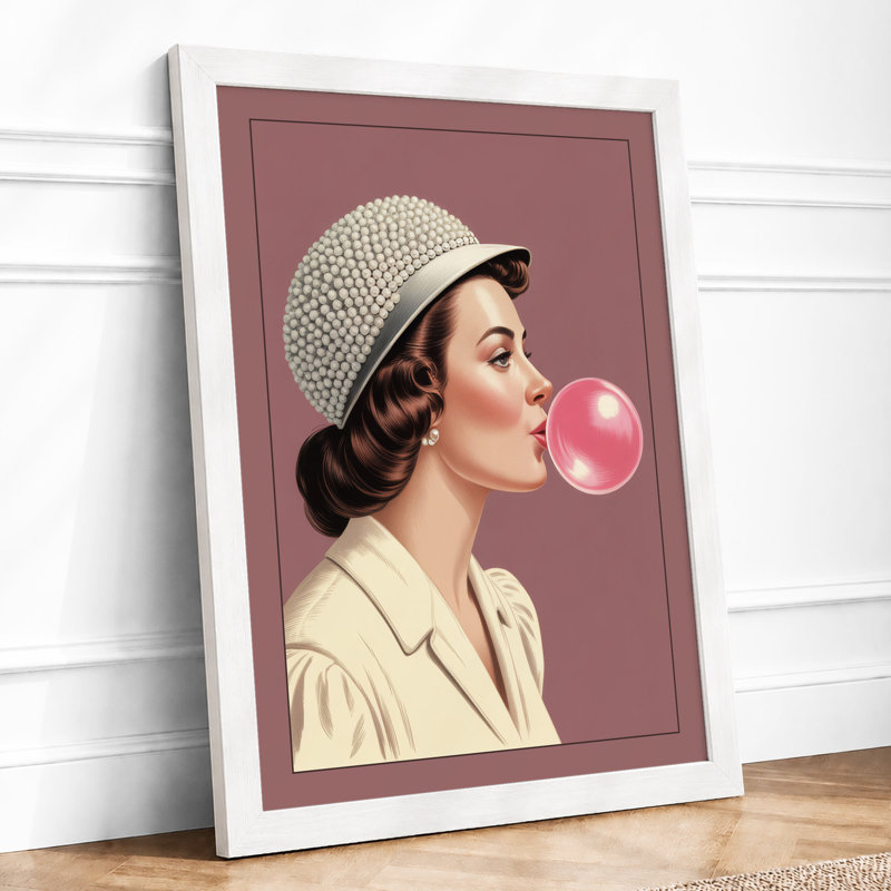 Bubble Gum Dream Retro - Framed Print, A1 - 84.1 x 59.4 cm, White