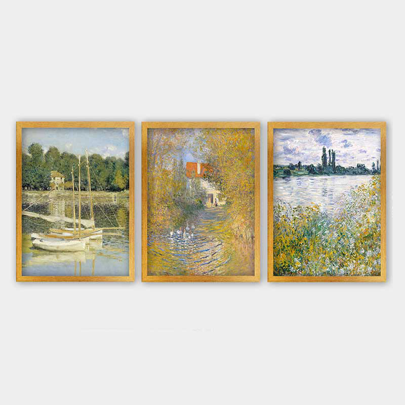 Superbe ensemble de peintures décoratives encadrées (3 pièces) de 21,7 po x 29,5 po chacune | Cadre 100% bois avec polystyrène de 0,8 pouce | Impression numérique UV | Parfait pour la décoration murale de salon, de bureau et de galerie