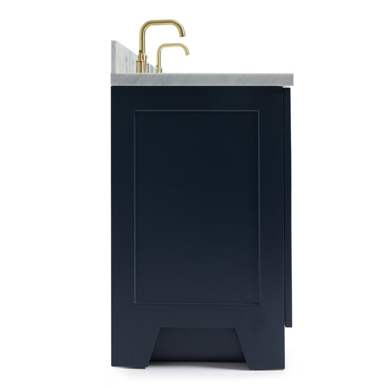 73 IN.  Single Bathroom Vanity, Midnight Blue,  White Quartz, Oval