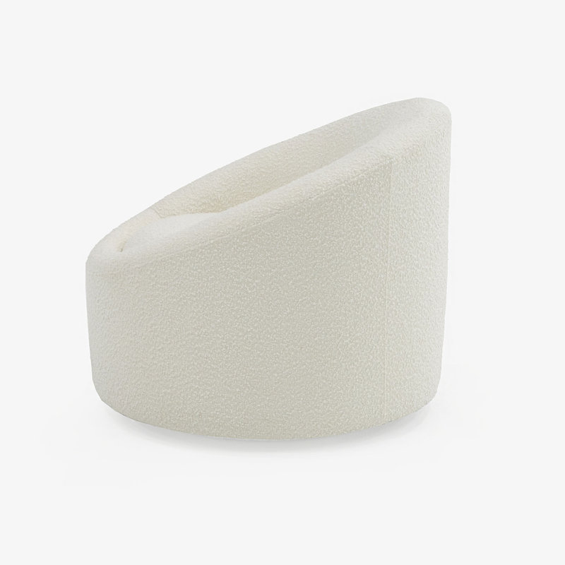 Fauteuil demi-tonneau pivotant en polyester 33 cm de largeur Hughes, Boucle blanc
