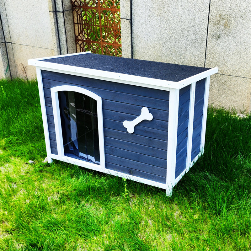 Grande niche pour chien en bois, Bleu