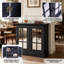 Buffet de rangement 30,75 "en bois aggloméré noir avec 2 portes en miroir et tablette réglable-1096269585