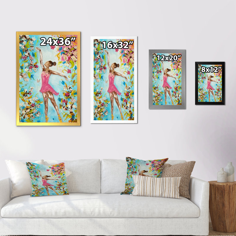 Illustration de danseuse de ballet - Décoration murale sur toile glam, Impression dorée sur toile encadrée