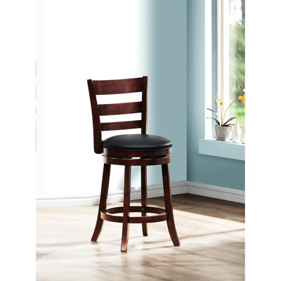 Chaise à hauteur de comptoir pivotante à 360 degrés, cerisier foncé - bois massif avec repose-pieds relaxant pour chaise de salle à manger en bois, délicieuse occasion de repas