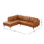 Canapé modulaire en cuir véritable Lucco brun clair cognac faisant face à la gauche