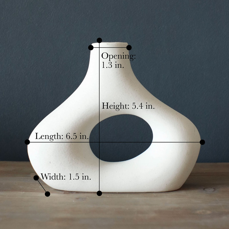 Minimalist Nordic style ceramic hollow decorative vase, Warm White