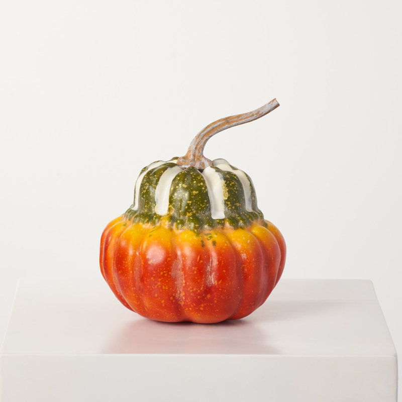 Medium Green & Orange Speckled Acorn Squash Thanksgiving Harvest Fall Home Décor