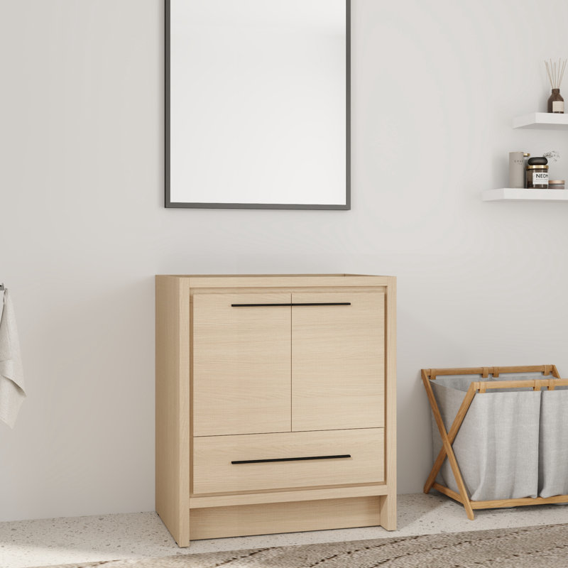 Base de meuble-lavabo simple 30 po seulement, base sans plateau en chêne dune