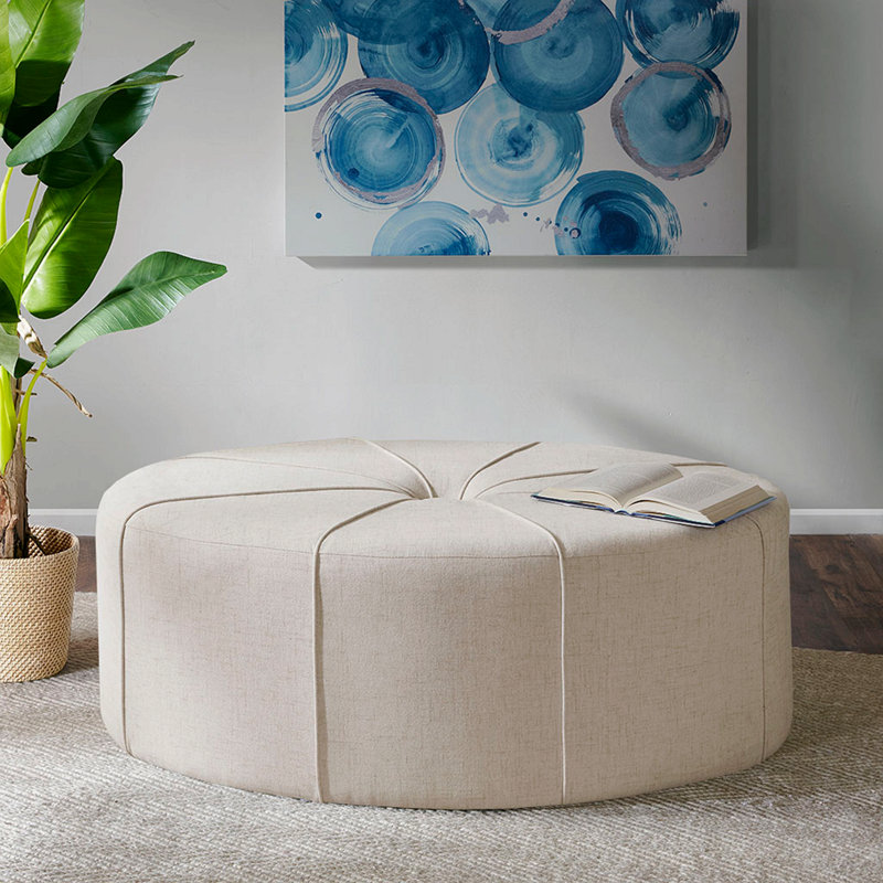 Grand repose-pieds 48 po, tissu de polyester, moderne pour le salon - crème, Cream