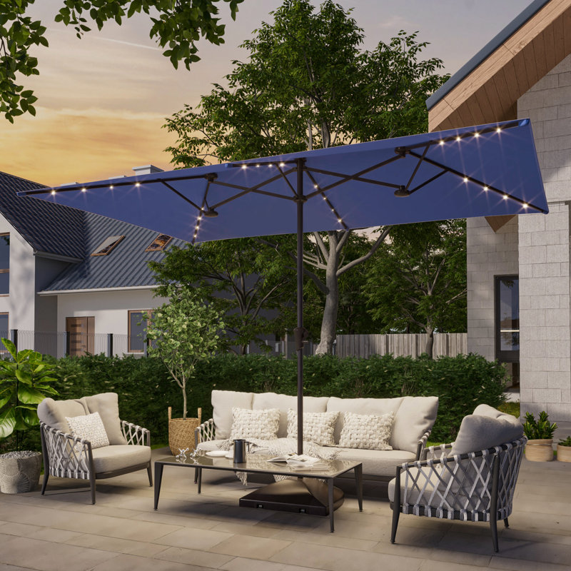 Parasol de terrasse à double face 11x7Ft, Marine