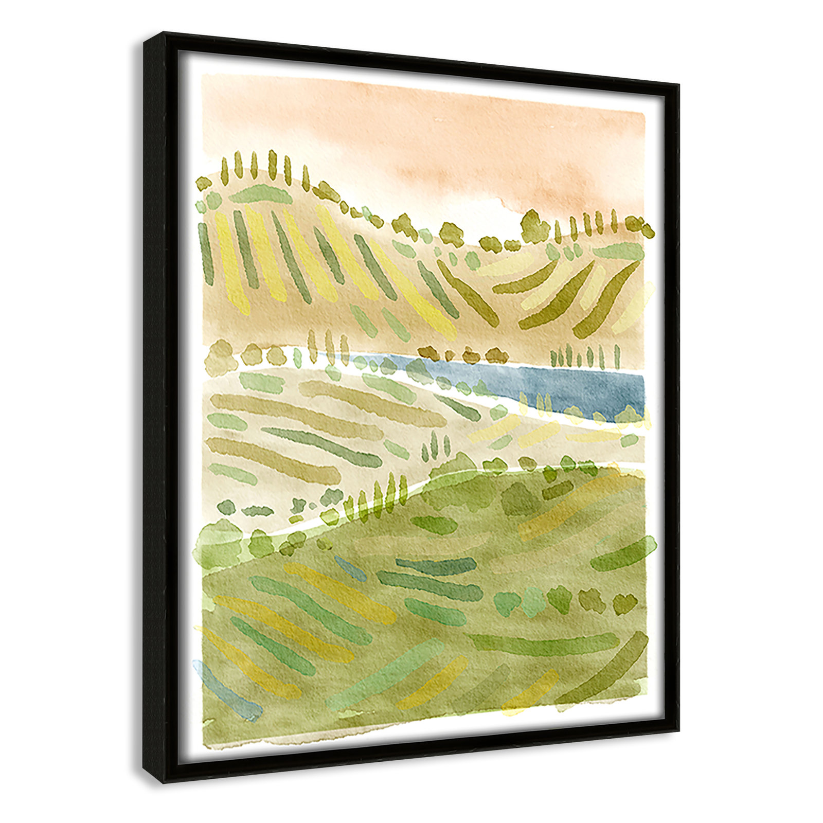 Tuscan Countryside Print by Leah Straatsma, Espresso Floater Framed Canvas, No Mat, 11.5" H x 9.5" W x 2" D