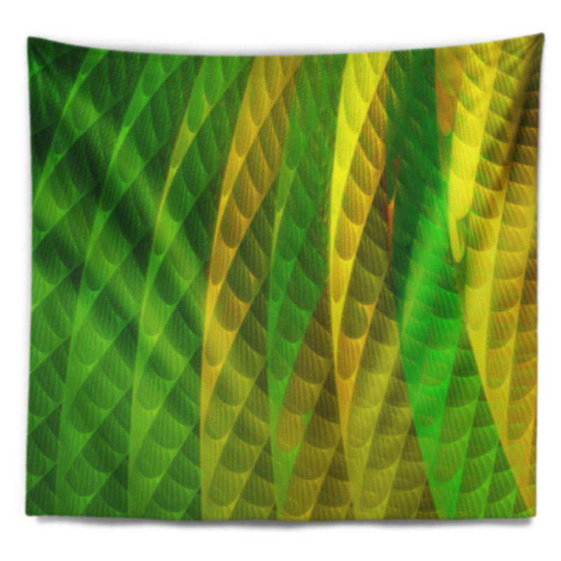 Tapisserie de conception abstrait en couches psychédélique green, H 32 po x l 39 po