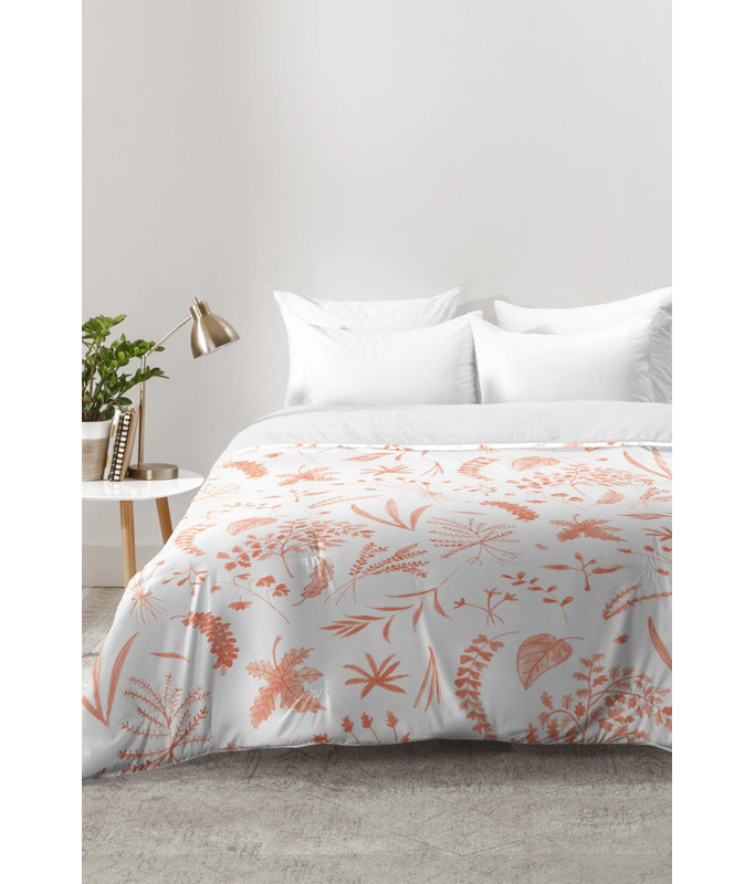 Ensemble d'édredon prairie sauvage, Édredon pour lit simple TG + 1 taie décorative, Rosé