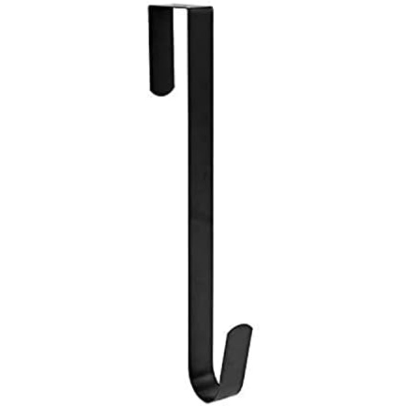 Cintre de 15 po pour porte d'entrée, cintre de porte en acier robuste, crochet de suspension au-dessus de la porte (noir, 1)