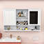 Armoire à pharmacie de salle de bain avec tablettes ajustables en miroir et rangement ouvert-129755647