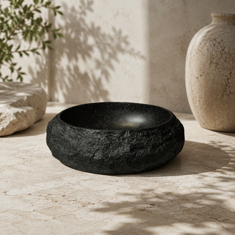 18'' Bathroom Sink, Irregular Oval Resin Vessel Basin With ,NO Faucet