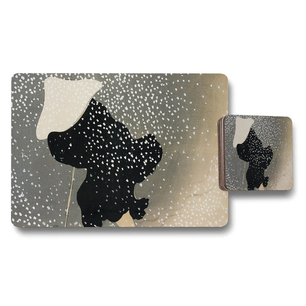 Abstract Floral Placemat And Coaster Set With Modern Design