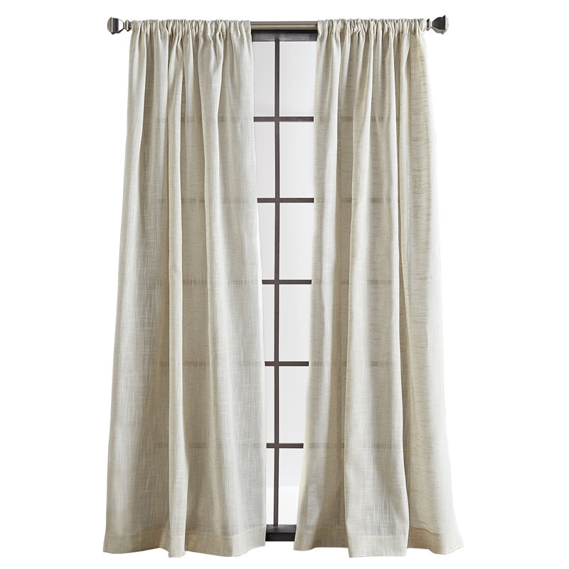 DKNY Classic Linen Poletop Lined Natural Curtain Panel Pair (Set of 2), 50" x 96"