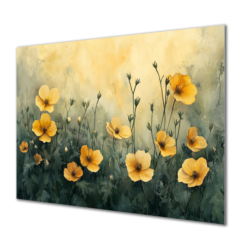 «Summer Violet Flowers In Fields - Violets», art mural en métal pour le salon, H 12 po x l 20 po