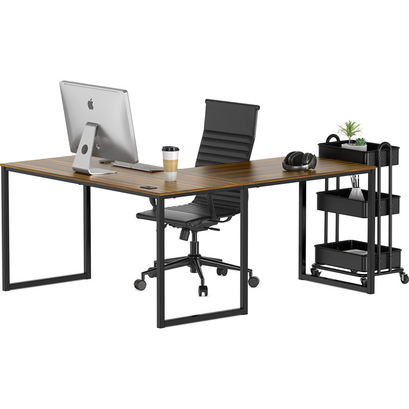 Bureau d'écriture en L Chaddie, Brun / noir, H 27,99 po x l 60 po