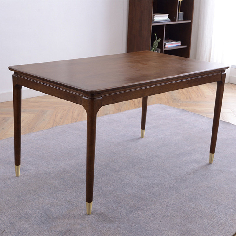 Nut-brown Rectangular Solid Wood Dining Table, 29.53”H x 59.06”L x 31.5”W
