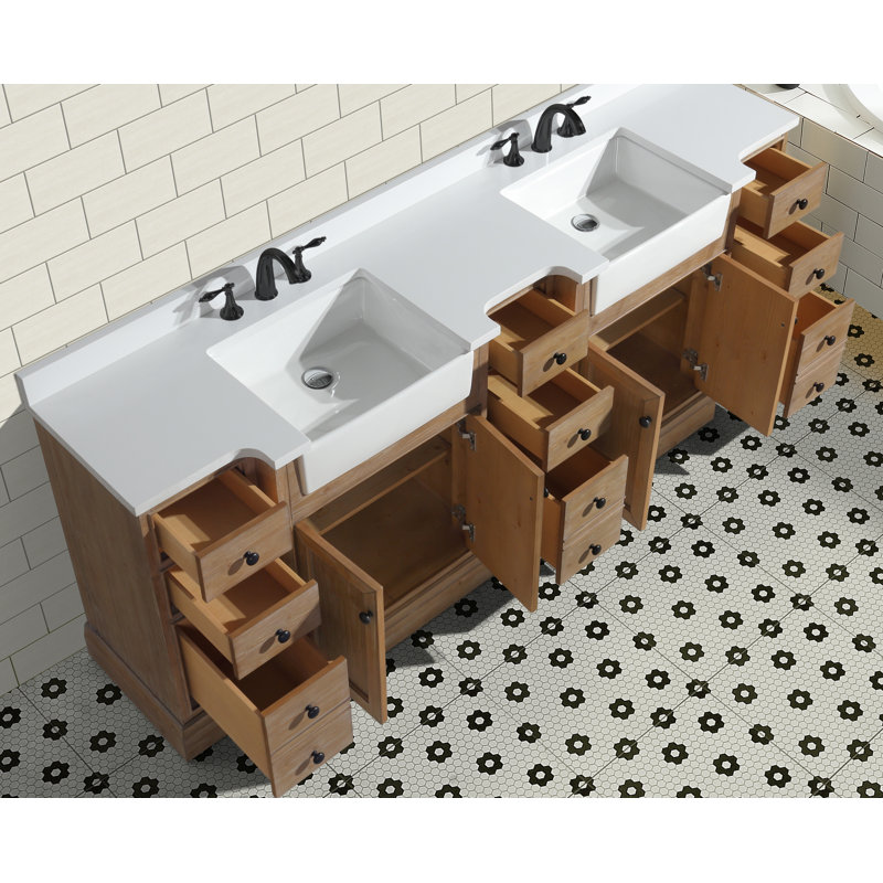 Claire 84" Freestanding Bathroom Vanity, Weathered Fir