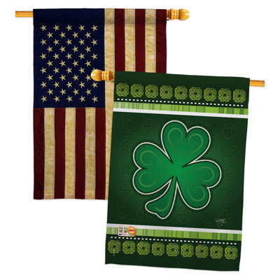 Drapeau de maison en polyester à 2 côtés Shamrock 40 x 28 po