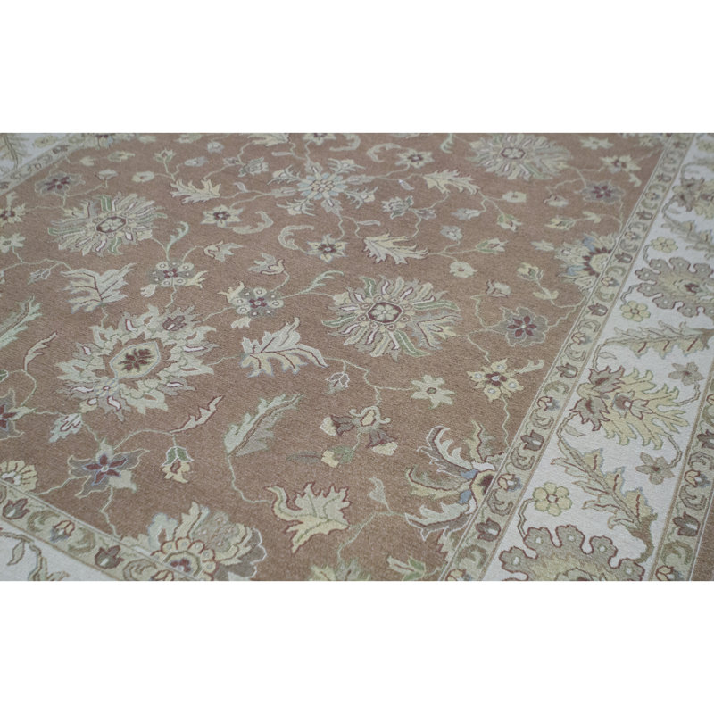 Wool Oriental Area Rug in Rust/Ivory