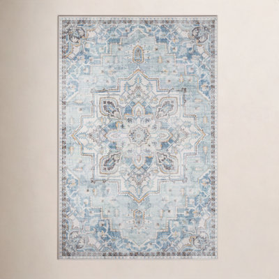 Maz Light Blue Oriental Rug