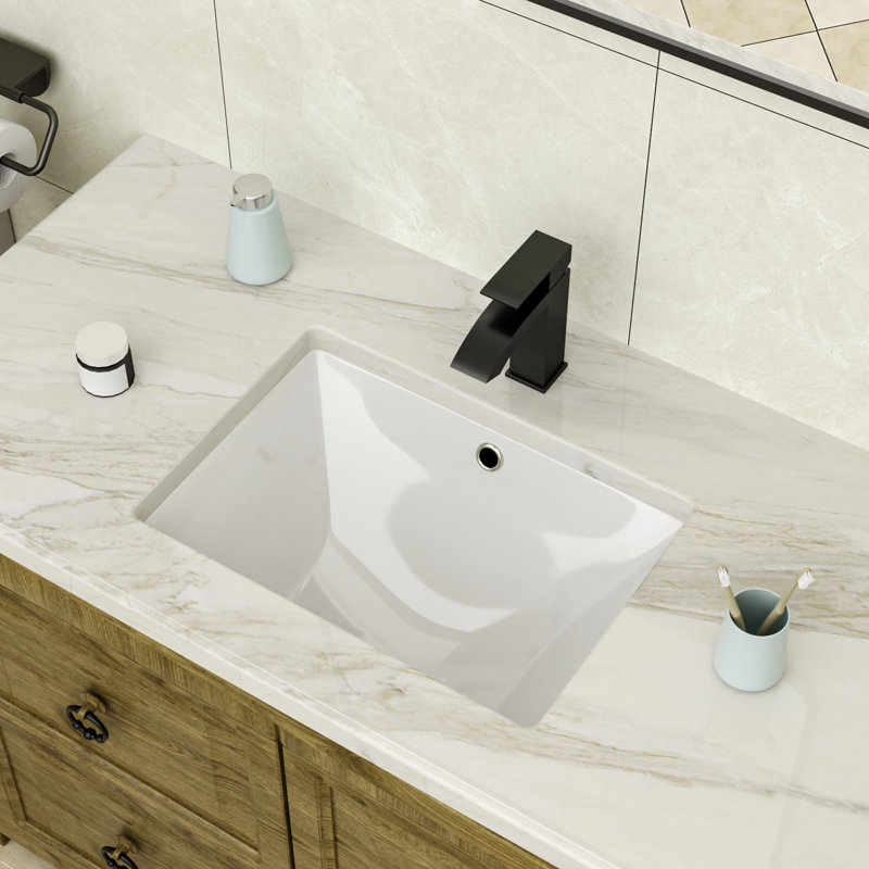 Lavabo de salle de bain encastrable rectangulaire en céramique blanche L 18 po x l 13 po