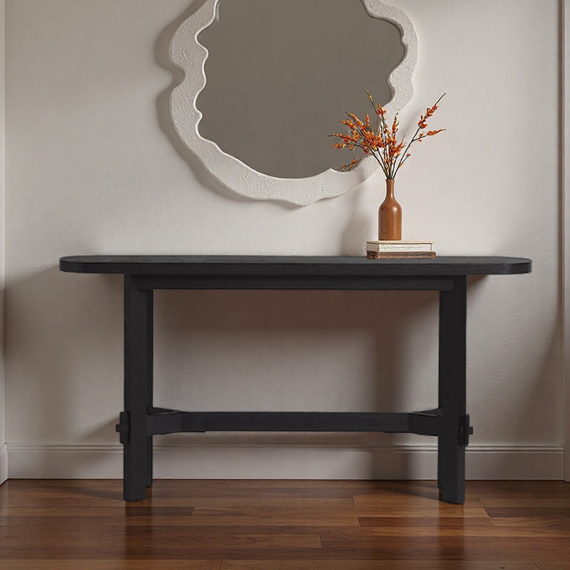 Nordic style modern simple console table, 31.5" H x 59" W x 13.8" D, Black