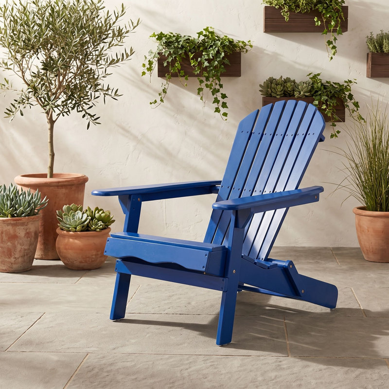 Chaise Adirondack pliante en bois, Bleu
