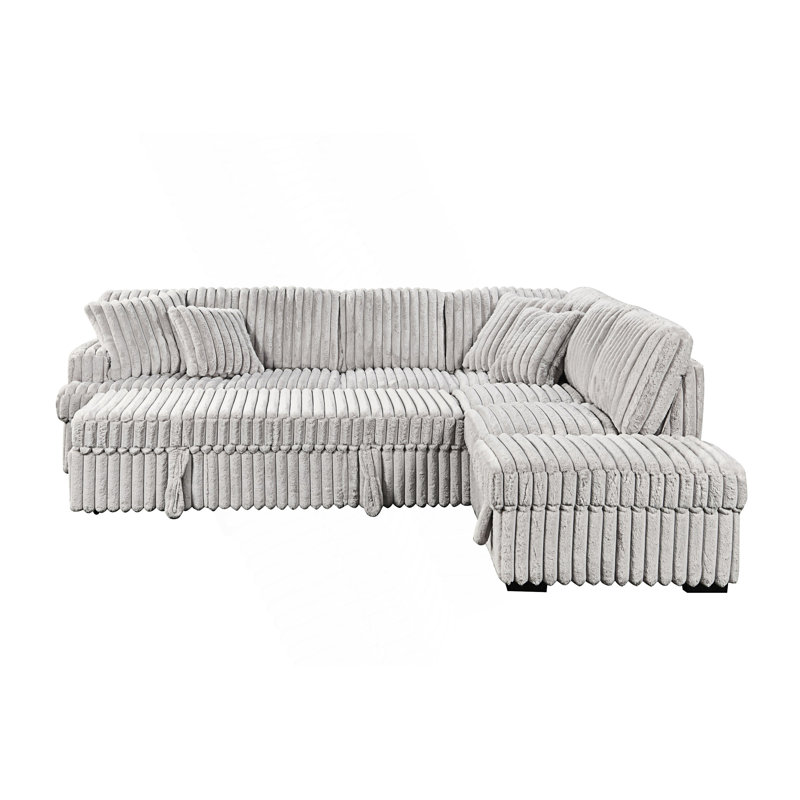 Canapé-lit avec repose-pieds avec rangement, canapé modulaire avec lit escamotable