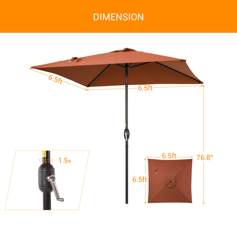 Parasol carré de 78 po Rovner, Orange