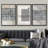 Geometric Line Black Tan Industrial Line Art Pattern Abstract Shapes Cozy Neutral Framed On Canvas 3 Pieces Print-90847565-90847567