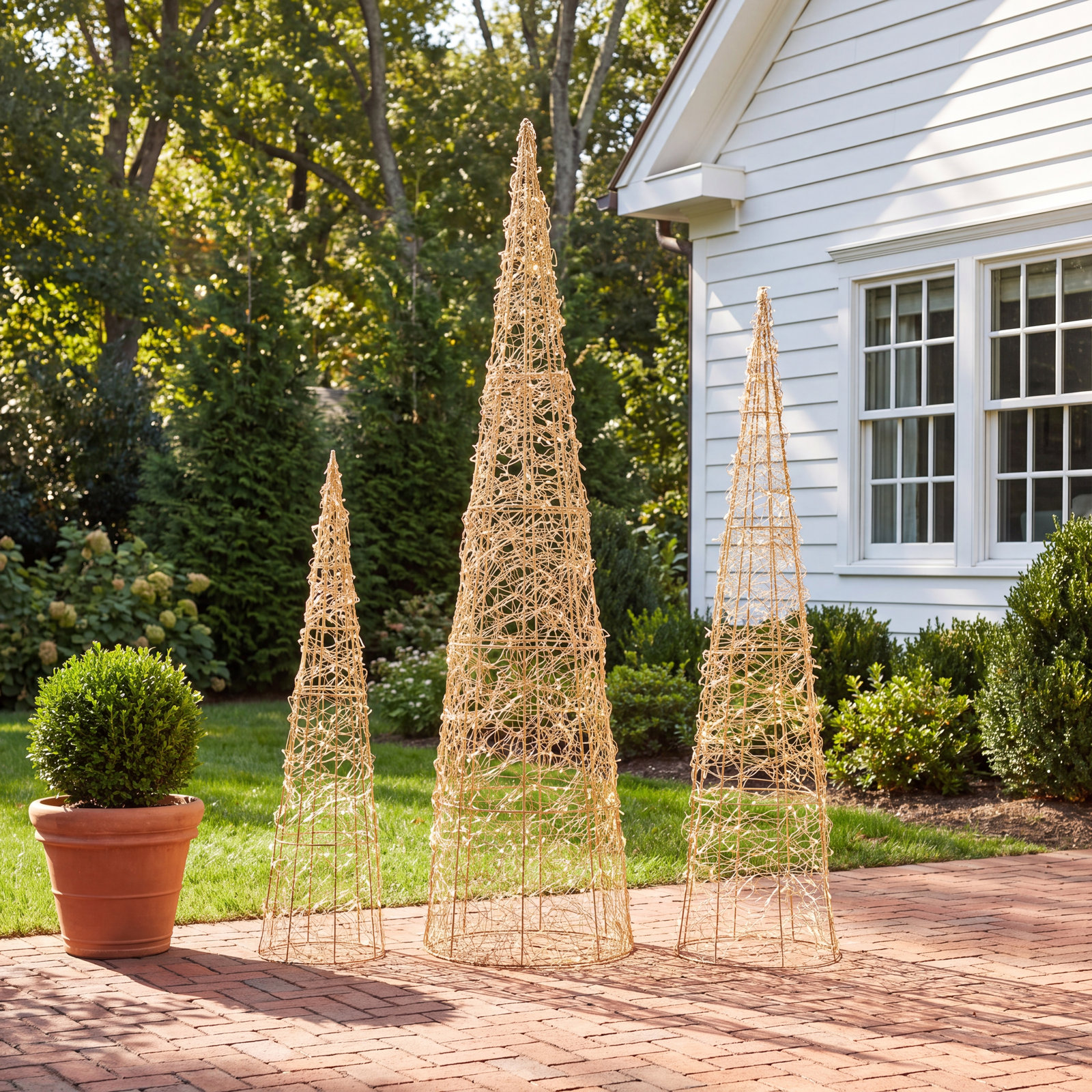 3-Piece LED Twinkle Lighted Cone Tree Set